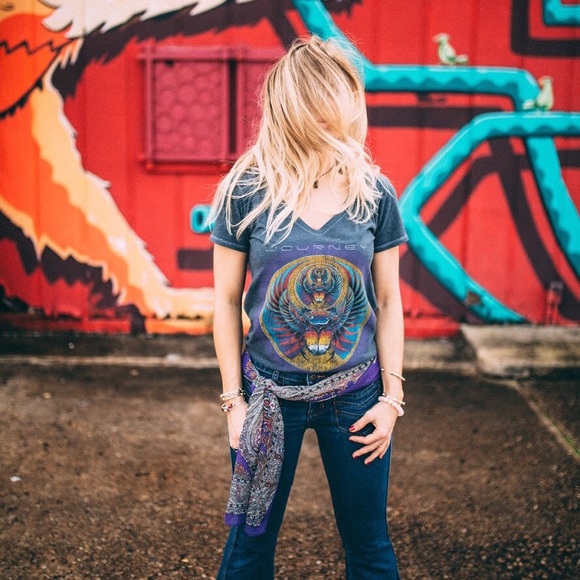 Free People Denim Flares w/chevron pockets⭐️ - Picture 4 of 8